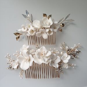 NEW 2pcs bride clay headpeice wedding hair Comb Floral bridal